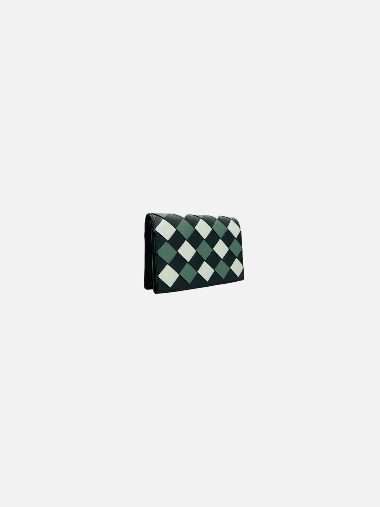 BOTTEGA VENETA Black, Green & Black Compact Wallet