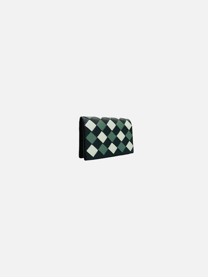 BOTTEGA VENETA Black, Green & Black Compact Wallet