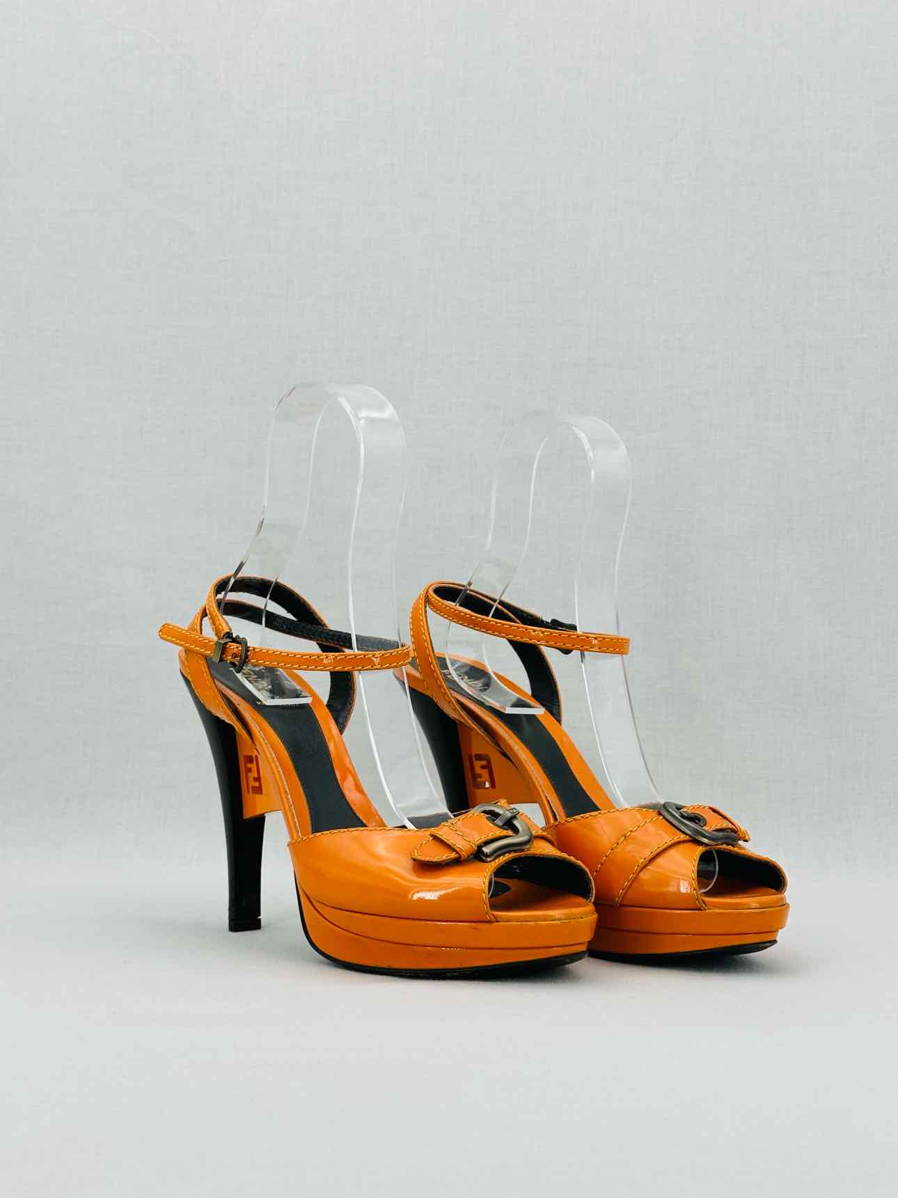 FENDI Ankle Strap Orange Size EU 40 Heeled Sandals