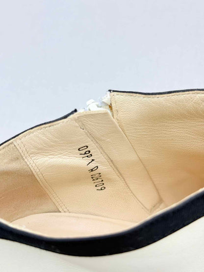 CHANEL Cream & Black Size EU 37.5 Ankle Boots