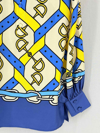 GUCCI Blue Multicolor Print Size US 0 Outfit Set