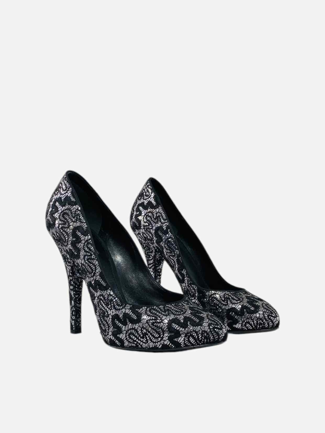 DOLCE & GABBANA Lace Silver & Black Size EU 40 Pumps
