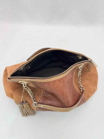 CAROLINA HERRERA Signature Brown Monogram Shoulder Bag