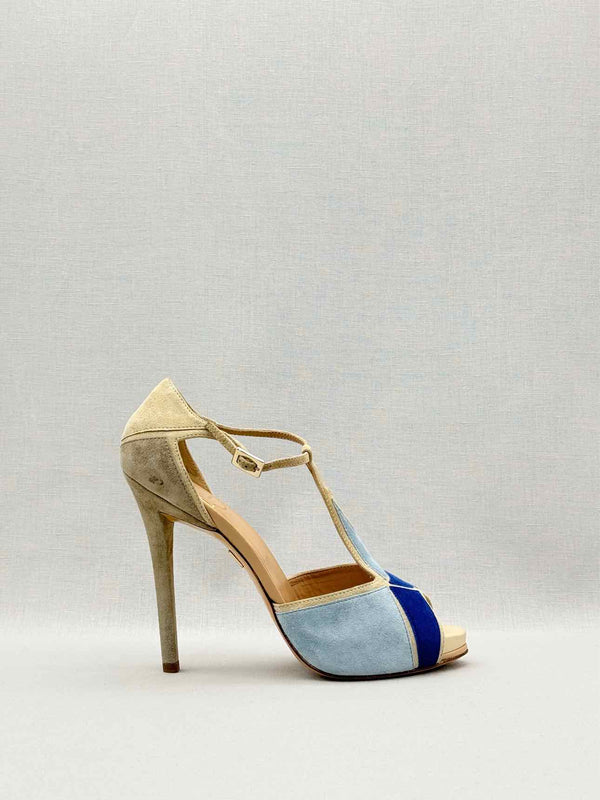 ROGER VIVIER Blue & Beige Size EU 39 Platform Sandals