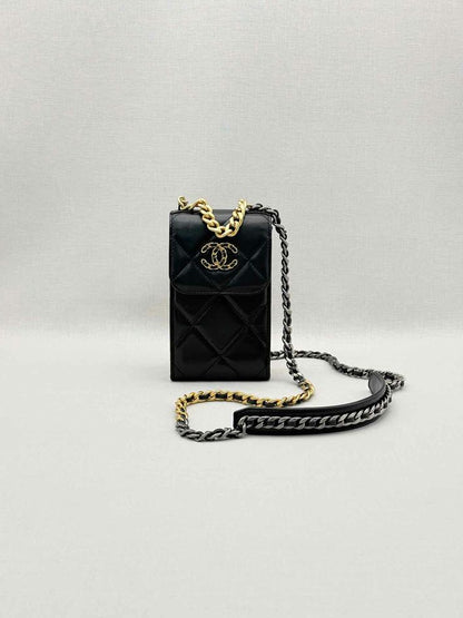 CHANEL Black Quilted Phone case