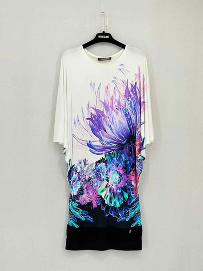 ROBERTO CAVALLI White Multicolor Size US 6 Short Dress