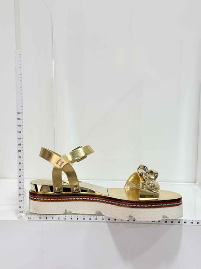 CASADEI Metallic Gold Size EU 37.5 Sandals
