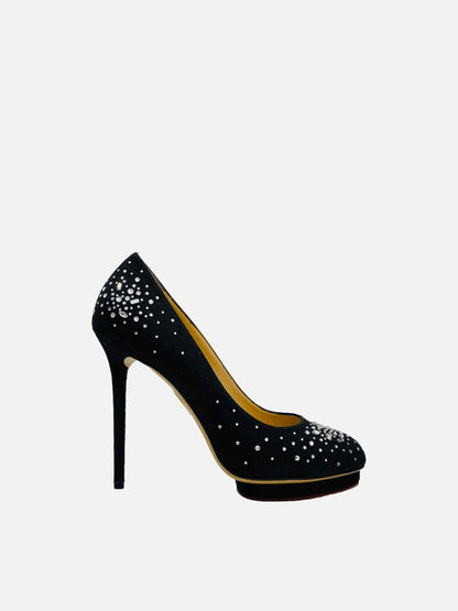 CHARLOTTE OLYMPIA Bejewelled Dotty Black Pumps 41