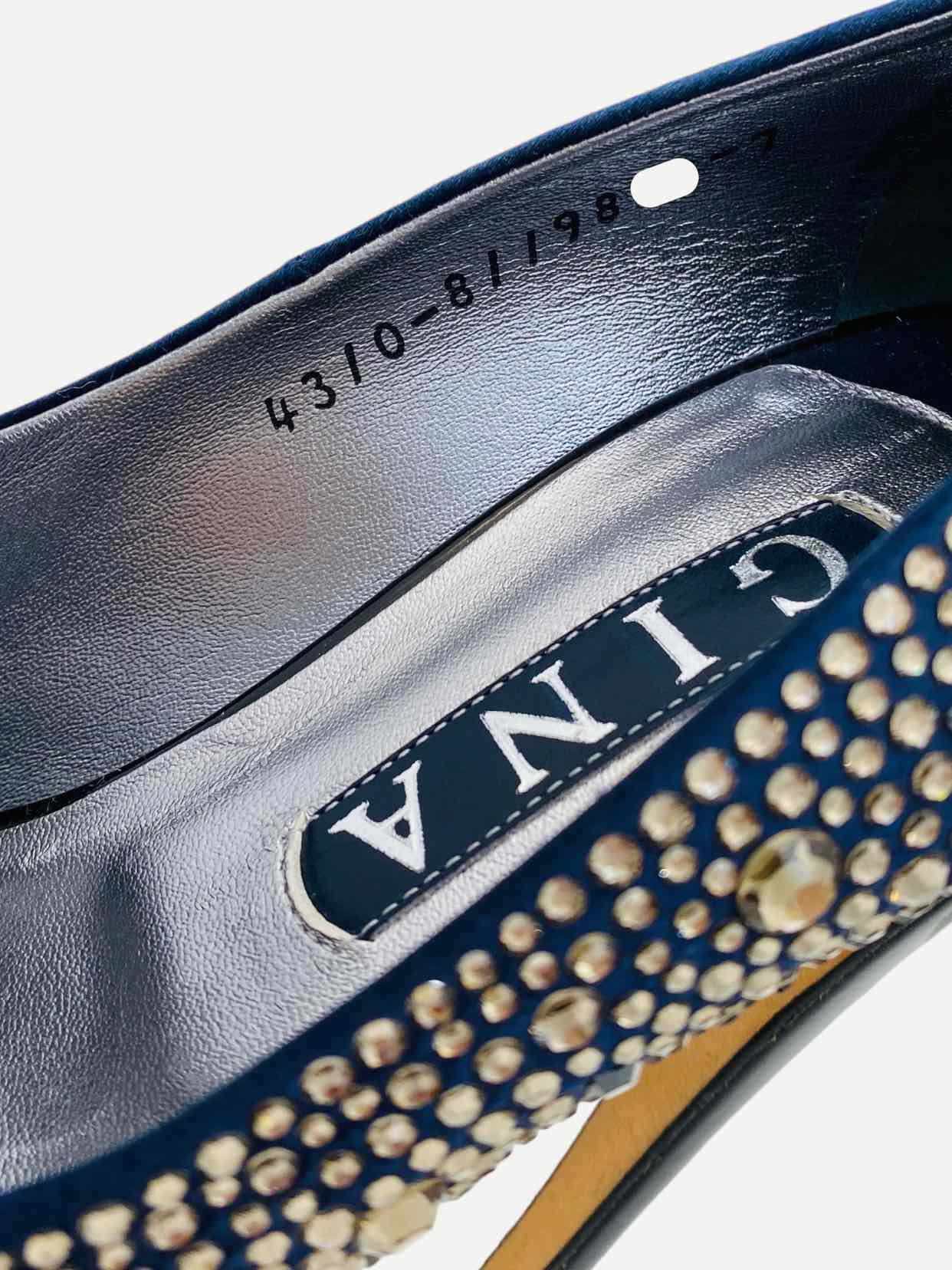 GINA Open Toe Navy Blue & Bronze Size EU 40 Pumps