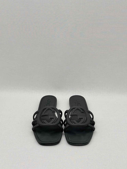 GUCCI Interlocking G Black Size EU 38 Slides