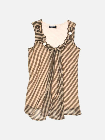 RINASCIMENTO Basic Beige & Khaki Stripes Top