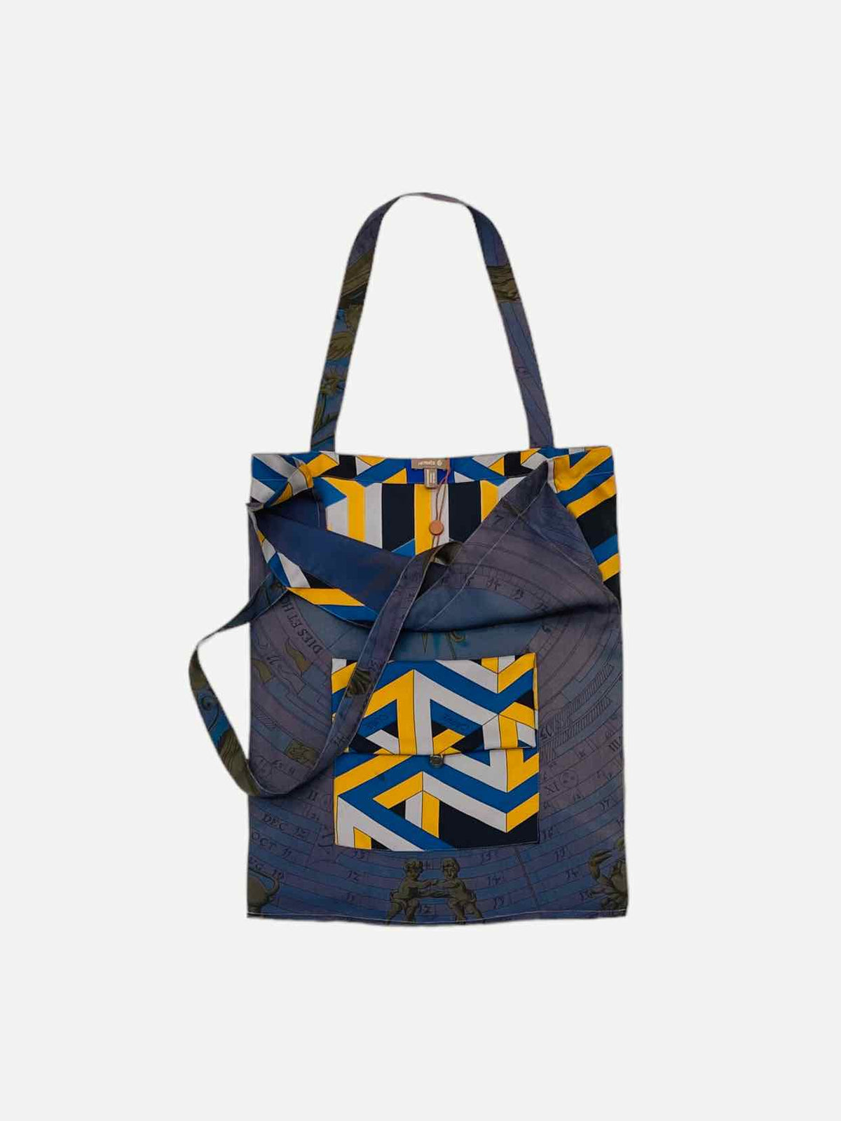 HERMES Boho Navy Blue & Yellow Printed Shoulder Bag
