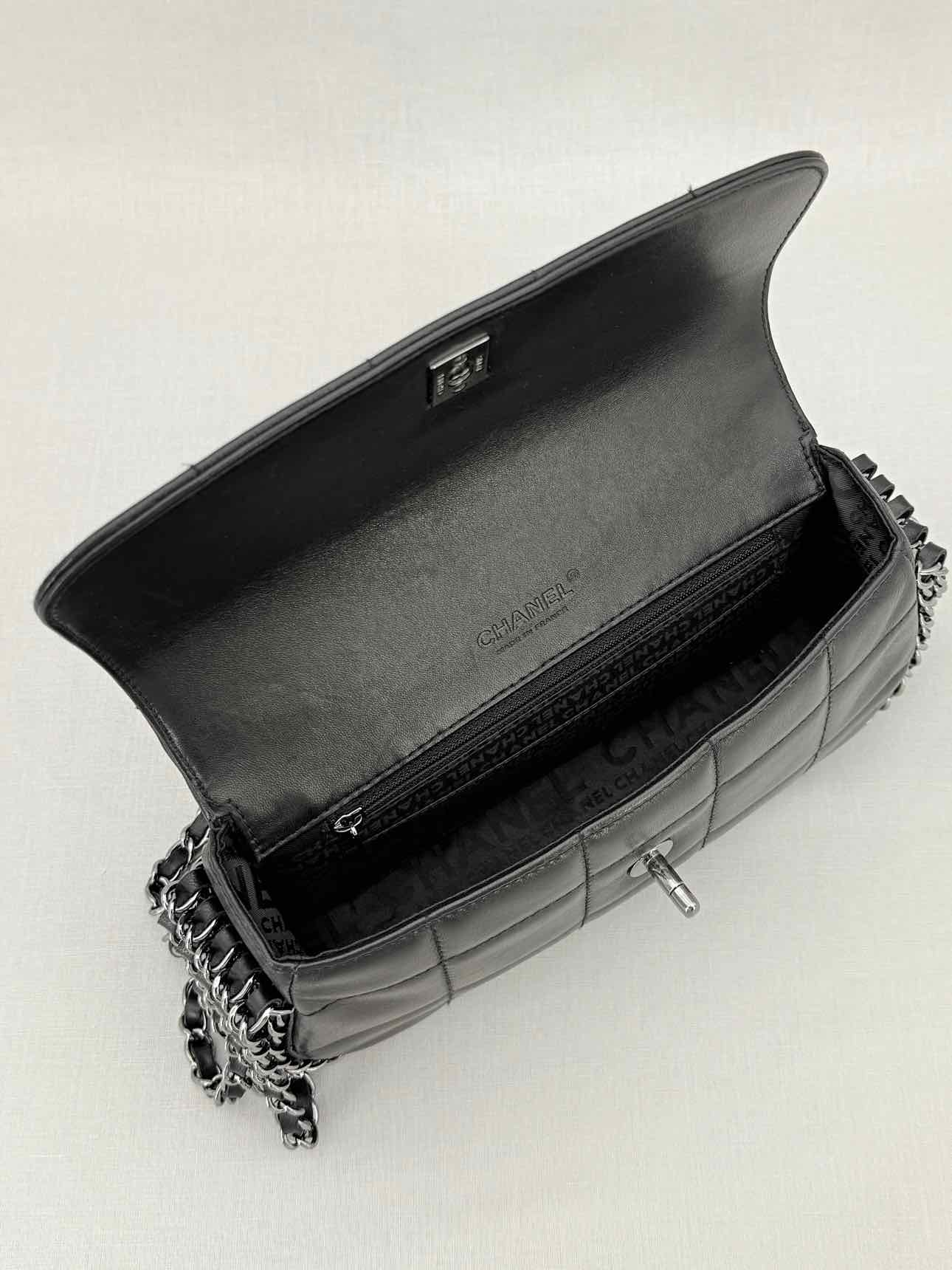 CHANEL Multi Chain Black Shoulder Bag