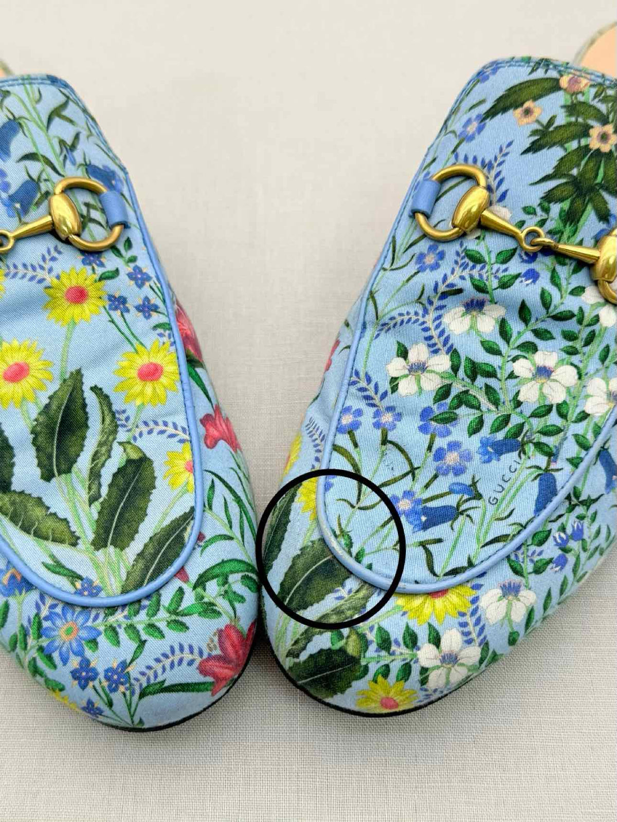 GUCCI Princetown Blue Multicolor Size EU 37.5 Mules