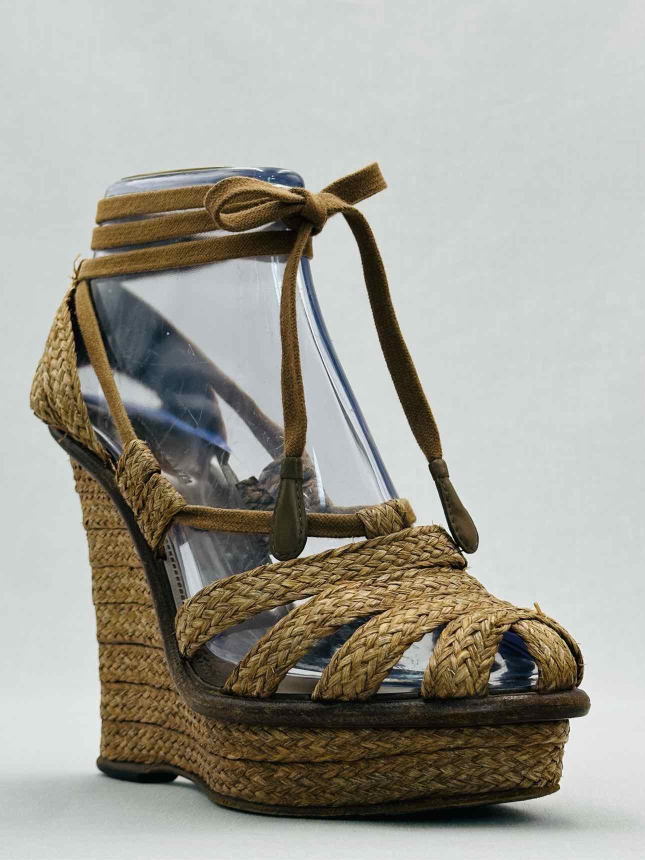 BOTTEGA VENETA Raffia Beige Size EU 38 Wedges