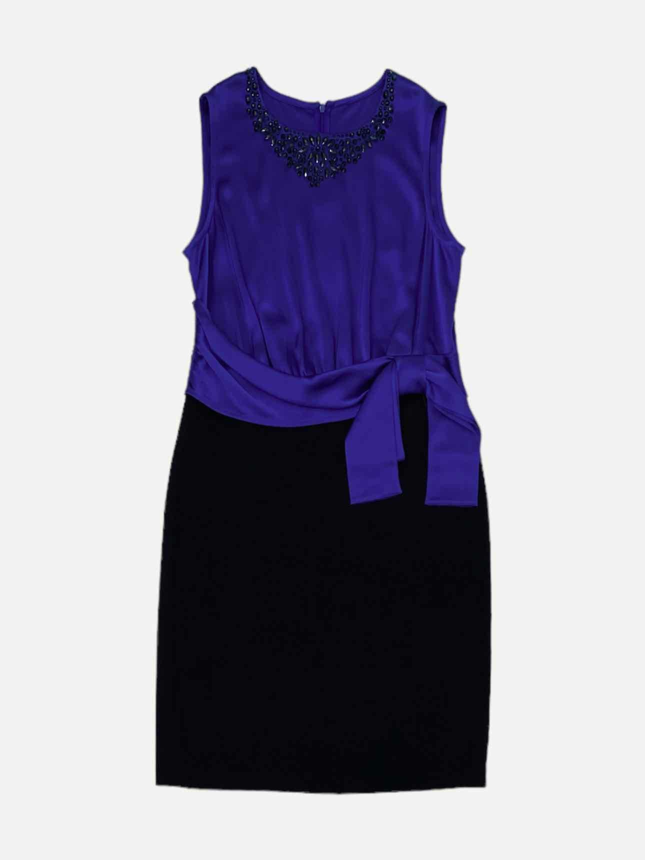 ST. JOHN Blue & Black Size US 10 Knee Length Dress