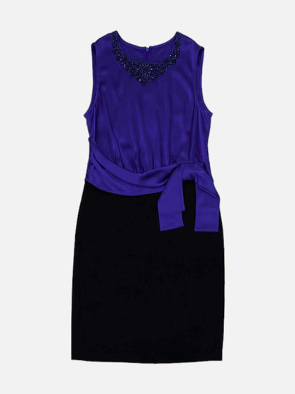 ST. JOHN Blue & Black Size US 10 Knee Length Dress