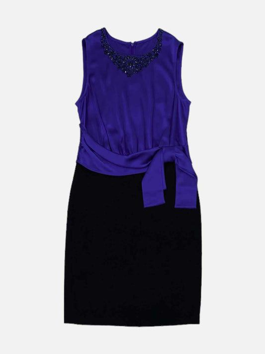 ST. JOHN Blue & Black Size US 10 Knee Length Dress