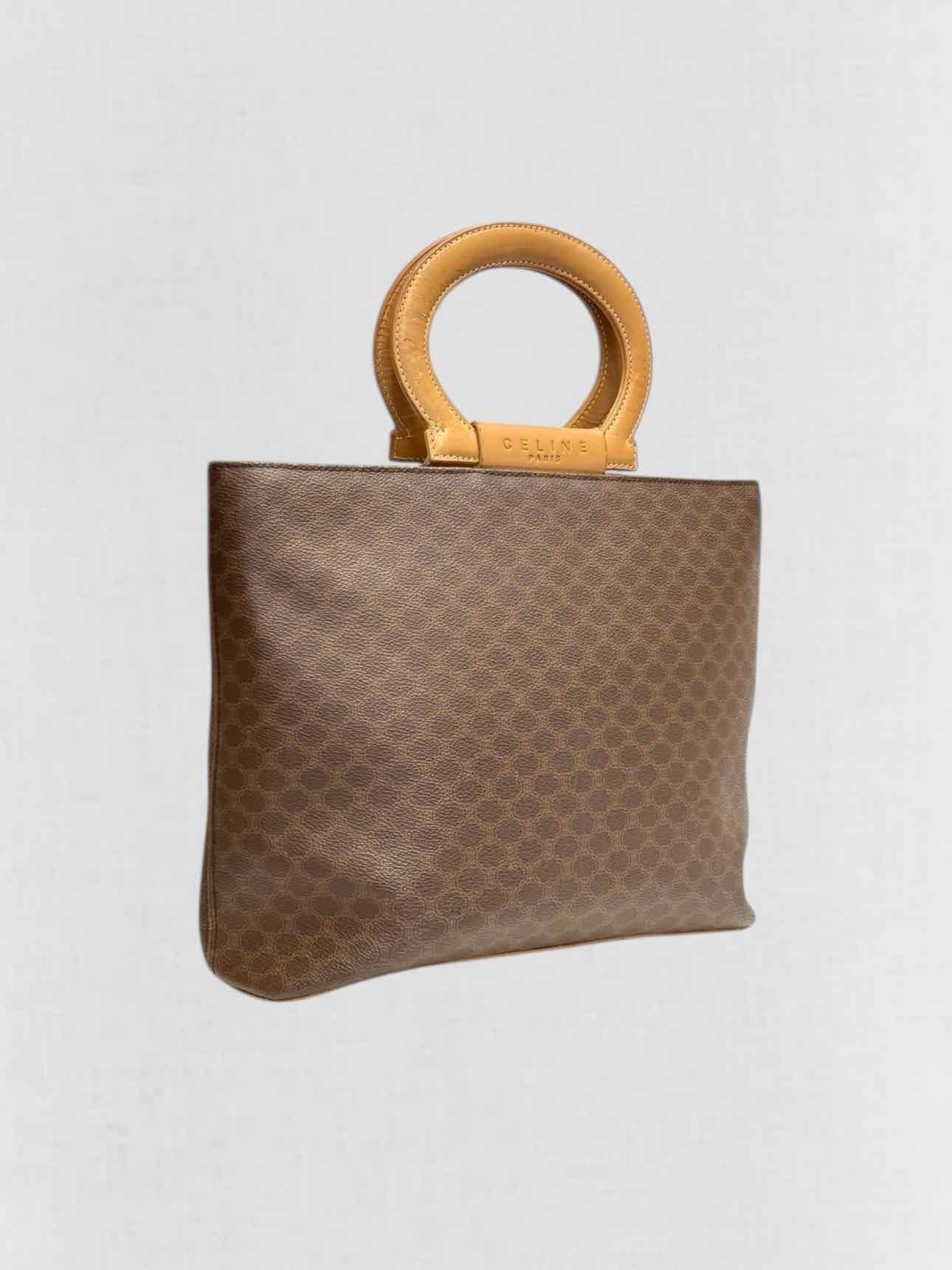 CELINE Macadam Brown Circle Logo Tote Bag