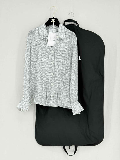 CHANEL Black & White Print Size US 8 Shirt