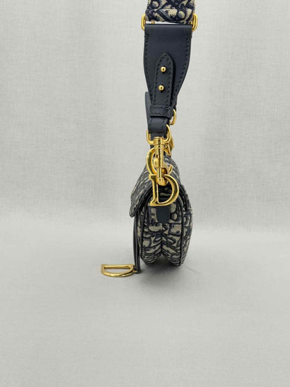 CHRISTIAN DIOR Blue Oblique Saddle Bag