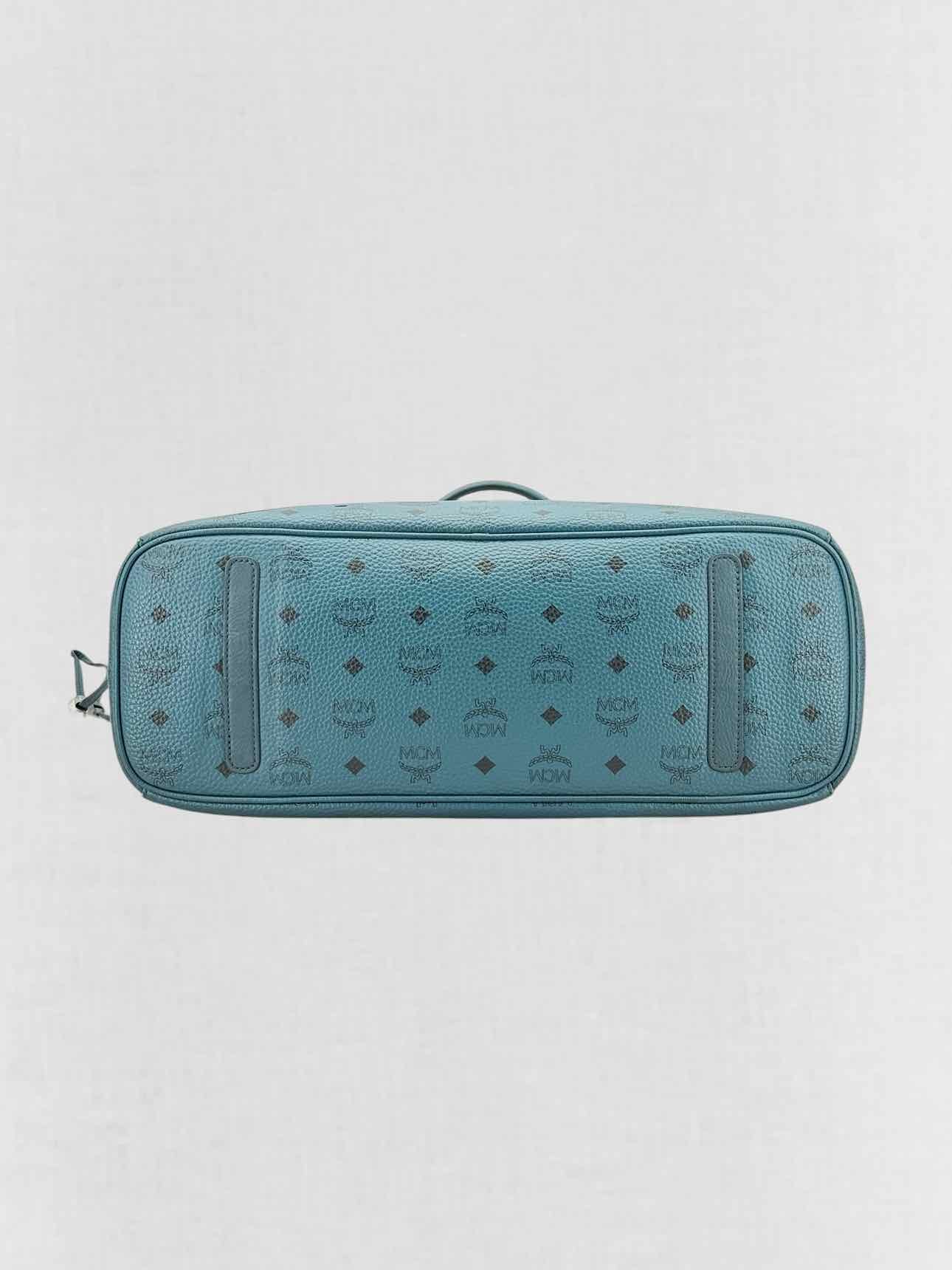 MCM Visetos Revesible Shopper Blue & Black Tote Bag