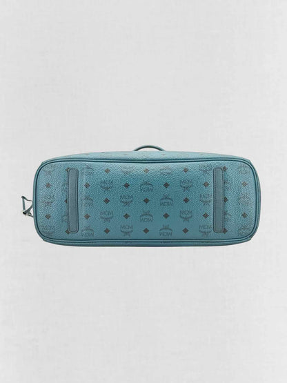 MCM Visetos Revesible Shopper Blue & Black Tote Bag