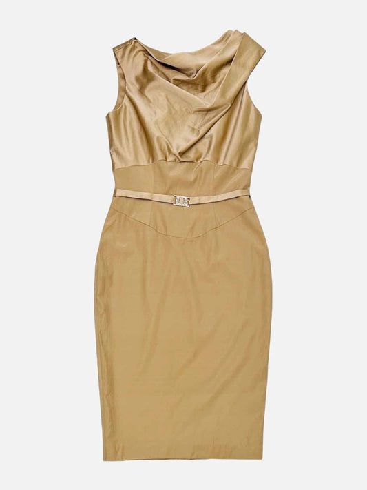 DINA BAR-EL Sheath Gold Knee Length Dress