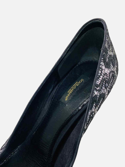 DOLCE & GABBANA Lace Silver & Black Size EU 40 Pumps