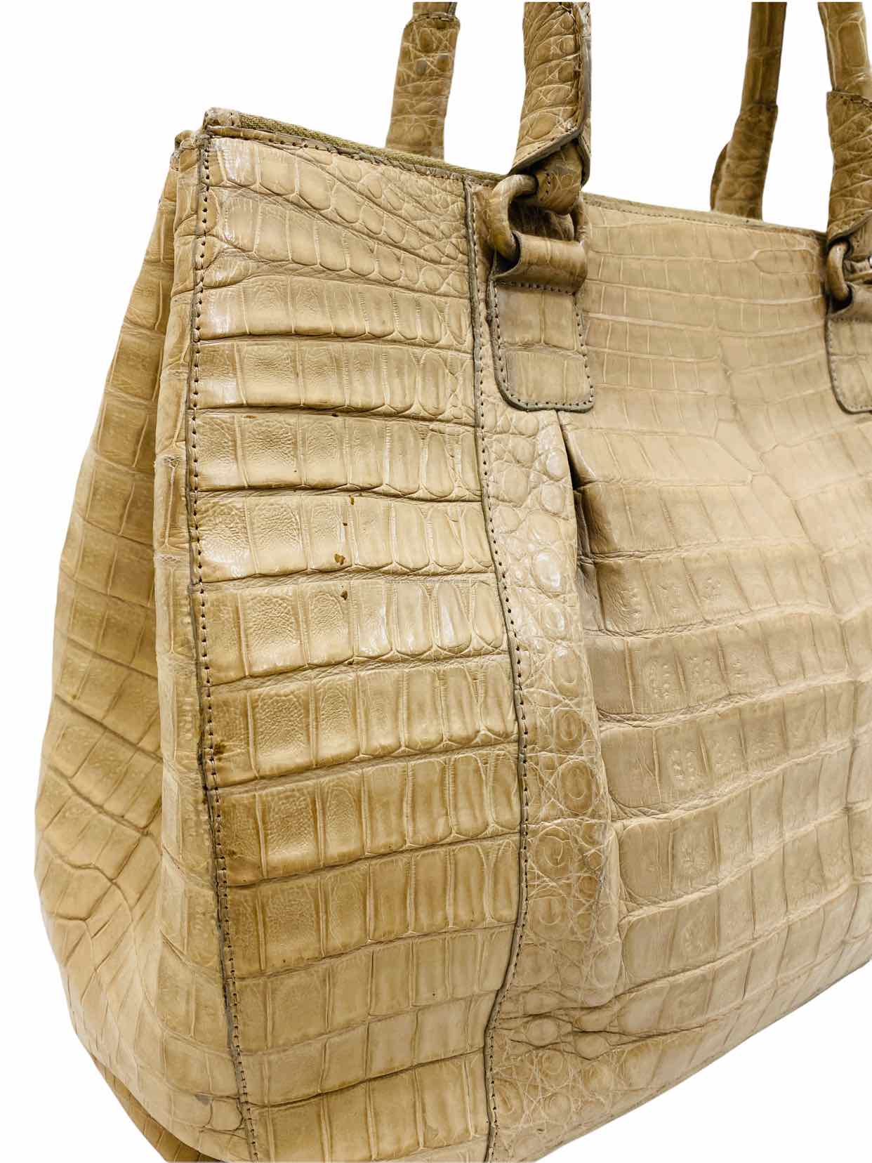 NANCY GONZALEZ Croc Beige Shoulder Bag