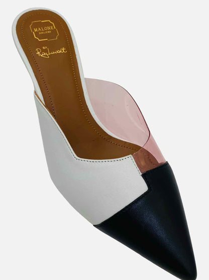 MALONE SOULIERS White & Black Size EU 35 Mules