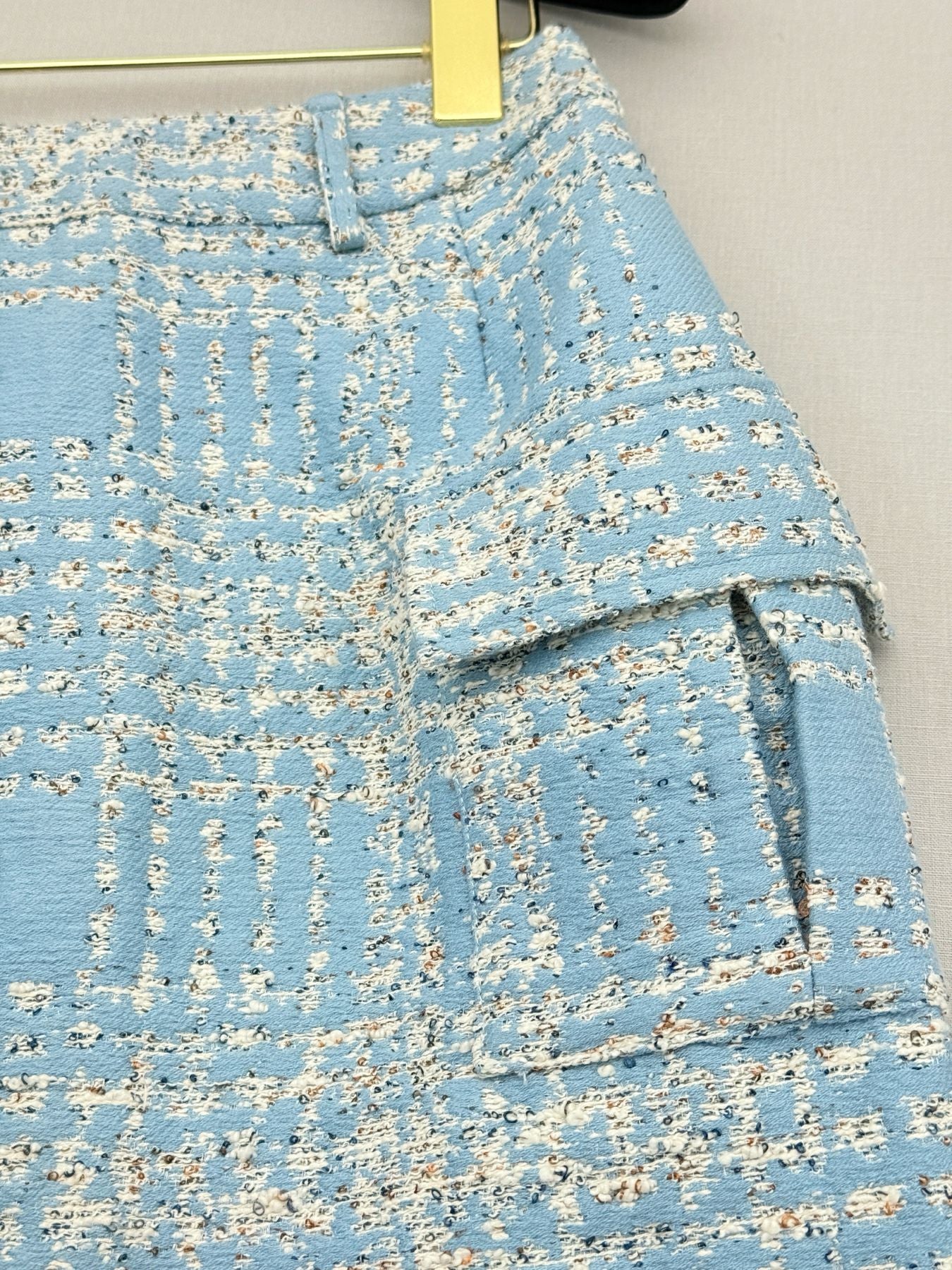 VIVIENEE HU Blue & White Size US 6 Knee Length Skirt