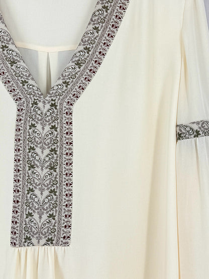 TORY BURCH Cream w/ Grey & Red Size US 4 Blouse