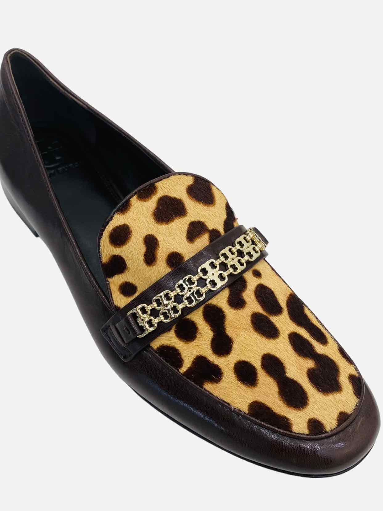 TORY BURCH Billy Brown & Beige Leopard Smoking Slippers