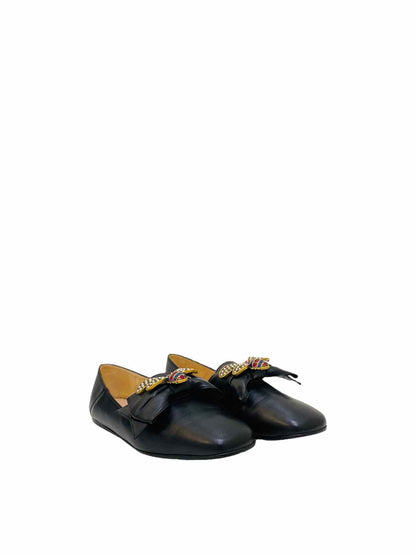 GUCCI Queen Margaret Bee Black Ballet Flats