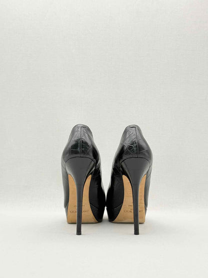 JIMMY CHOO Black Croc Embossed Size EU 39 Pumps