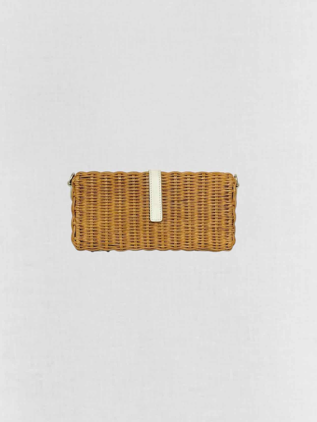 MIU MIU Midollino Brown w/ White Woven Clutch