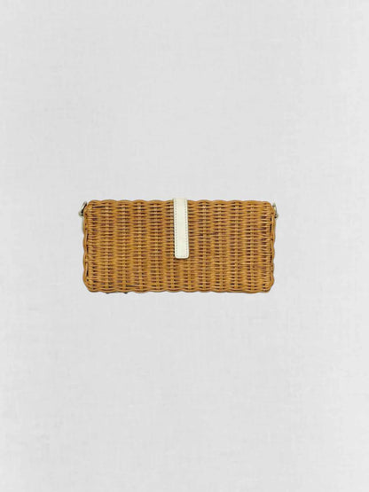 MIU MIU Midollino Brown w/ White Woven Clutch