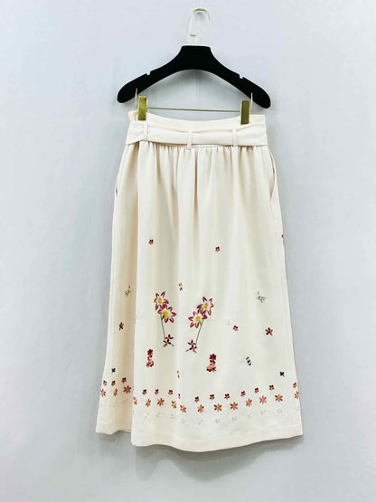 TEMPERLEY LONDON Cream Multicolor Size US 6 Midi Skirt