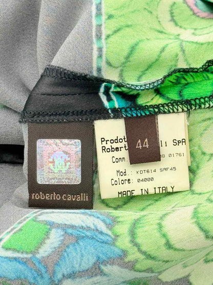 ROBERTO CAVALLI Green Multicolor Printed Size US 8 Top