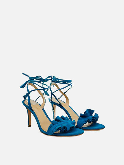 GIANVITO ROSSI Ankle Wrap Blue Heeled Sandals 38