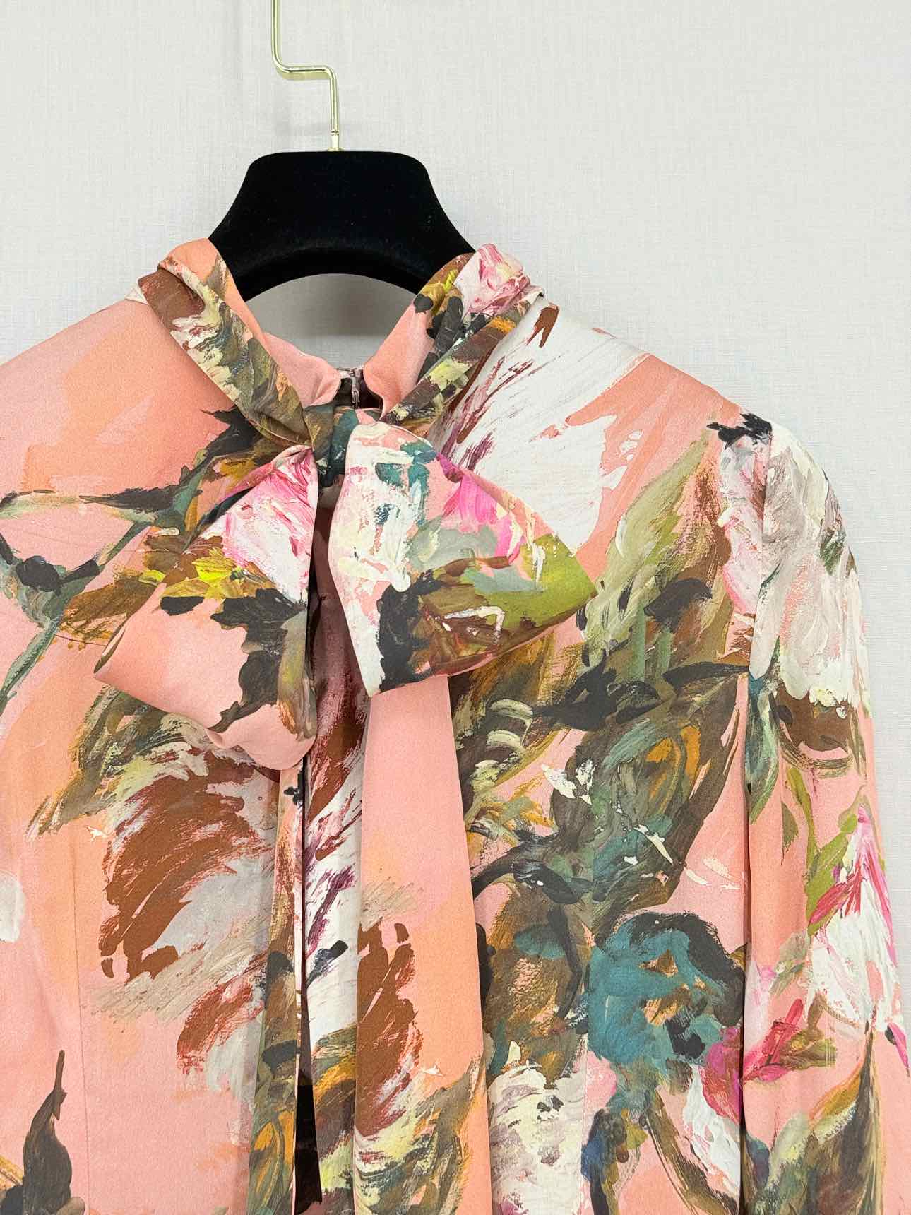 DOLCE & GABBANA Pink Multicolor Floral Size US 0 Blouse