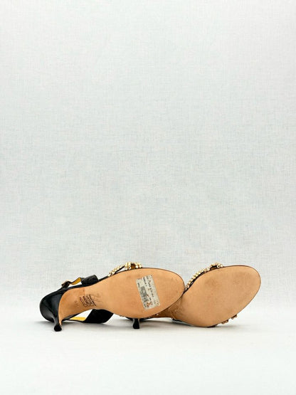 GINA Black & Gold Size EU 38.5 Heeled Sandals
