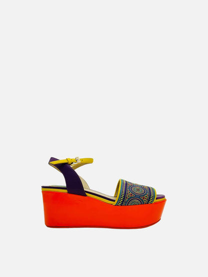 ETRO Ankle Strap Orange Multicolor Size EU 36 Wedges