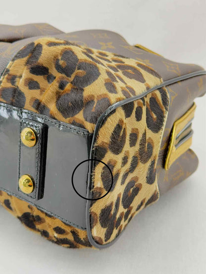 LOUIS VUITTON Adele Brown & Beige Leopard Top Handle