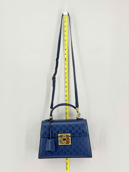 GUCCI Padlock Blue Guccissima Top Handle
