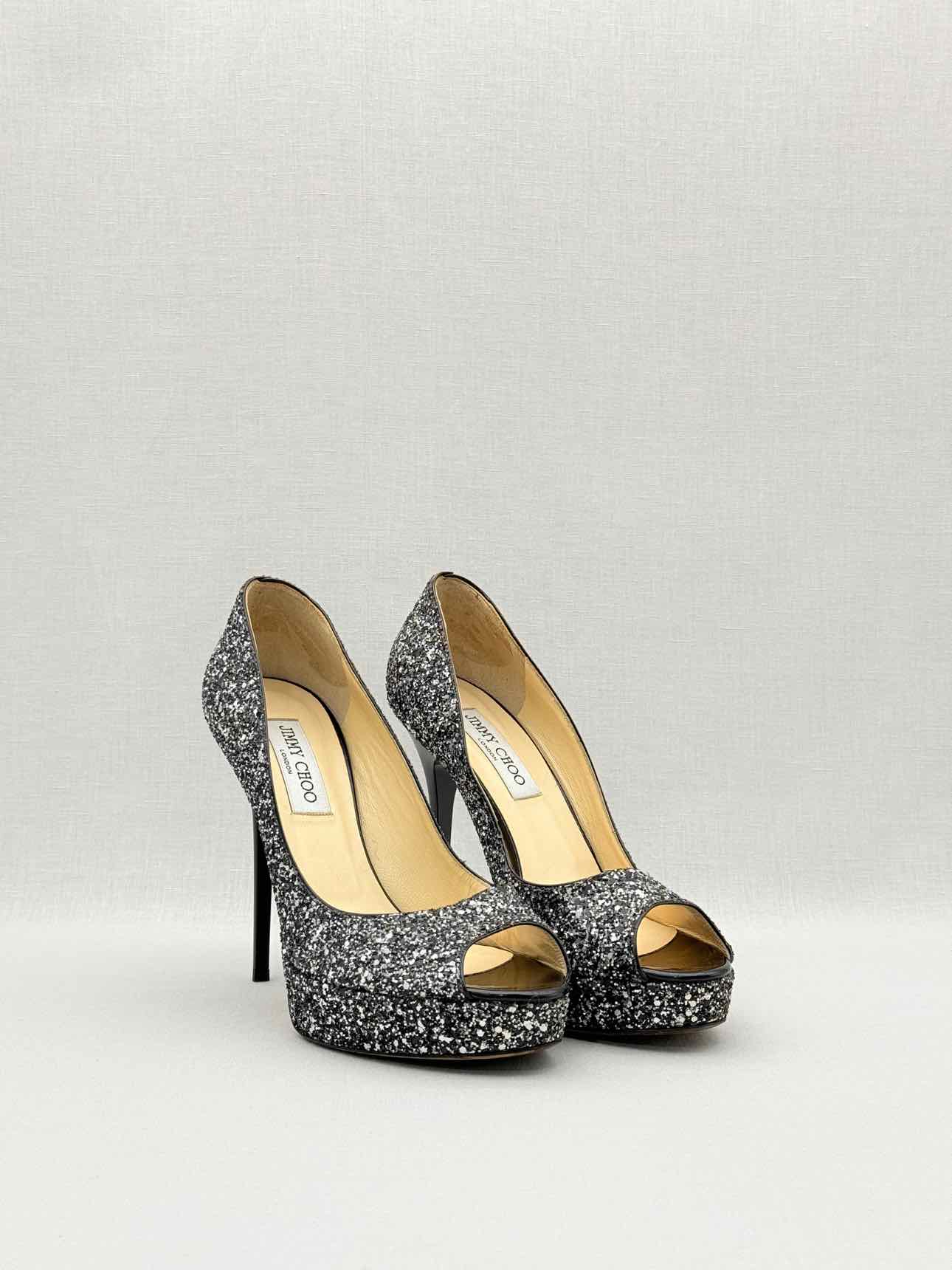 JIMMY CHOO Crown Black & Silver Size EU 39.5 Pumps