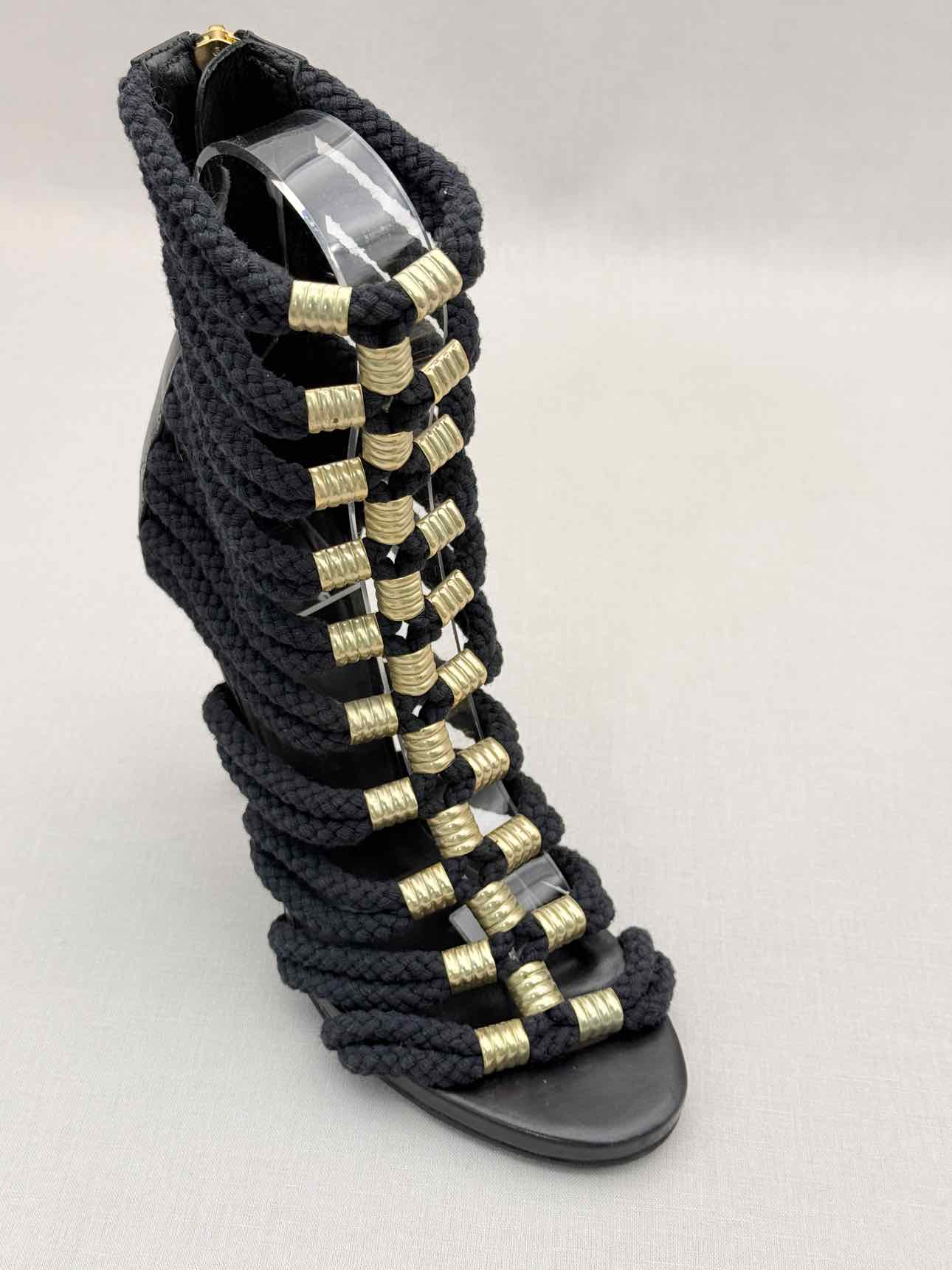 BALMAIN Gladiator Black Rope Size EU 37 Heeled Sandals