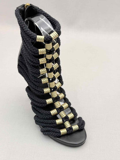 BALMAIN Gladiator Black Rope Size EU 37 Heeled Sandals