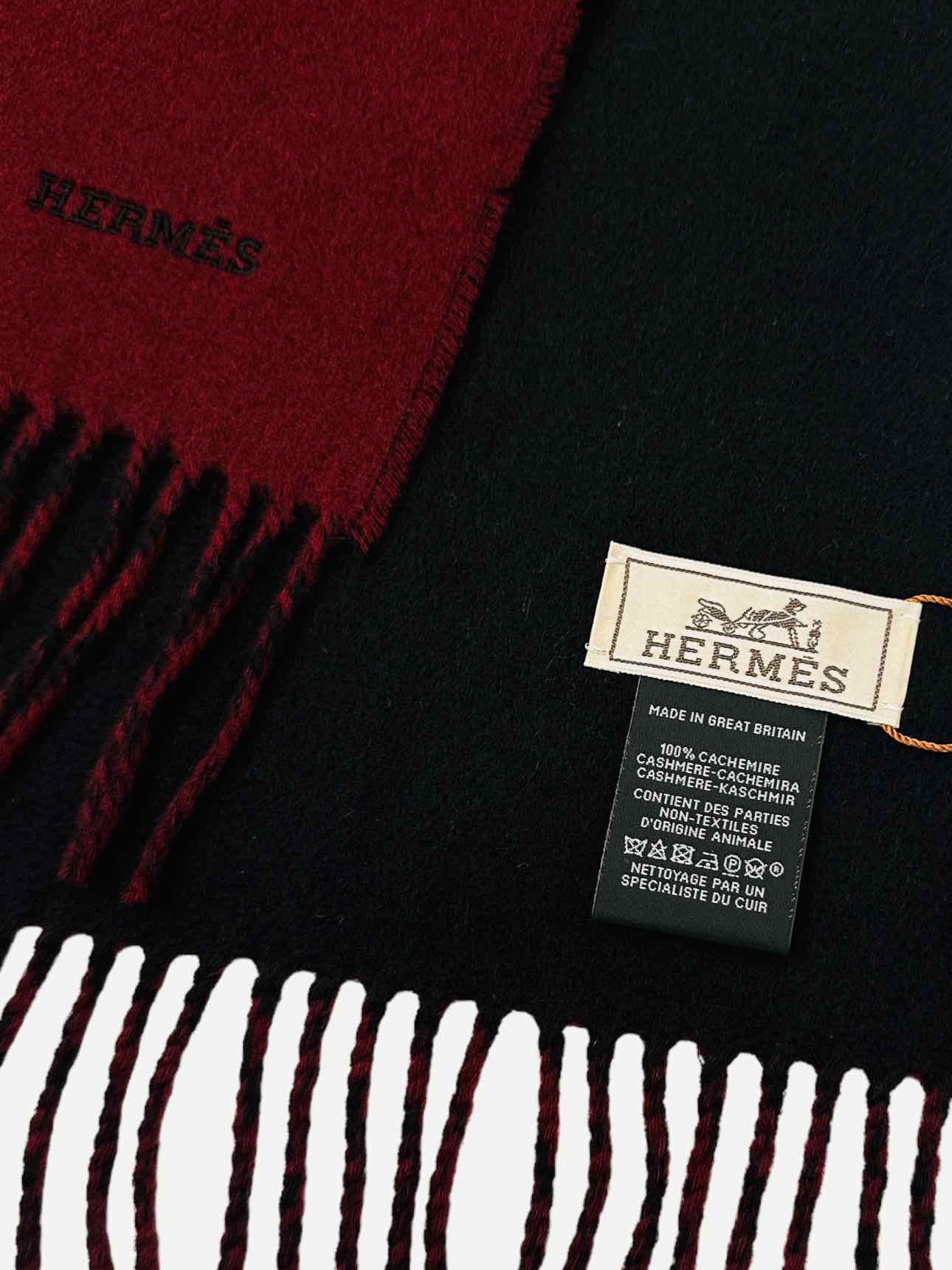 HERMES Burgundy & Black Horsebit Scarf
